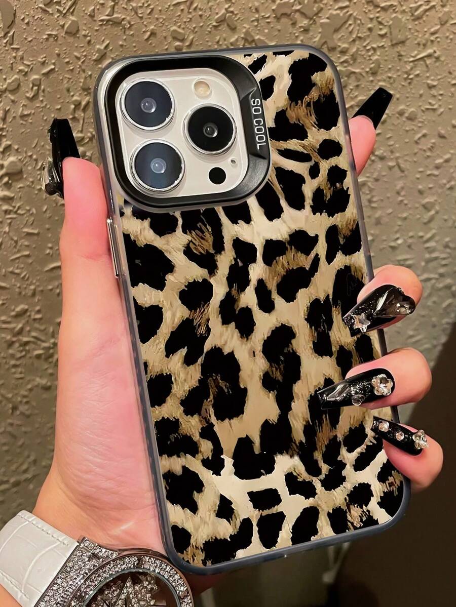 Ốp lưng điện thoại TPU màu vàng mờ họa tiết da báo thời trang, tương thích với iPhone 14/13/12/11 Series, X/Xs, 8/7 Plus - Ốp bảo vệ - màu đen - Xem 1