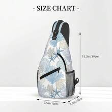 Nautical Coastal Sling Bag For Women Crossbody Bag Marine Pattern With Starfish Seashell Mollusk Coral Sling Backpack For Men Underwater Themed Shoulder Bag Sports Travel HiFKing Daypack - 藍白 - 查看 3
