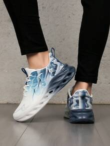 1双透气网布运动鞋，适合青少年，舒适柔软轻便，防滑鞋底，复古时尚休闲跑步户外街头鞋 - 藍色 - 查看 6