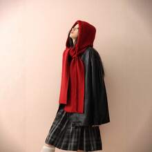 Windproof Scarf For Autumn And Winter, Fashionable Layered Knitted Hat Scarf, Versatile Winter Outerwear, Enlarged Warm Hooded Shawl - Cà phê Mocha - Xem 2
