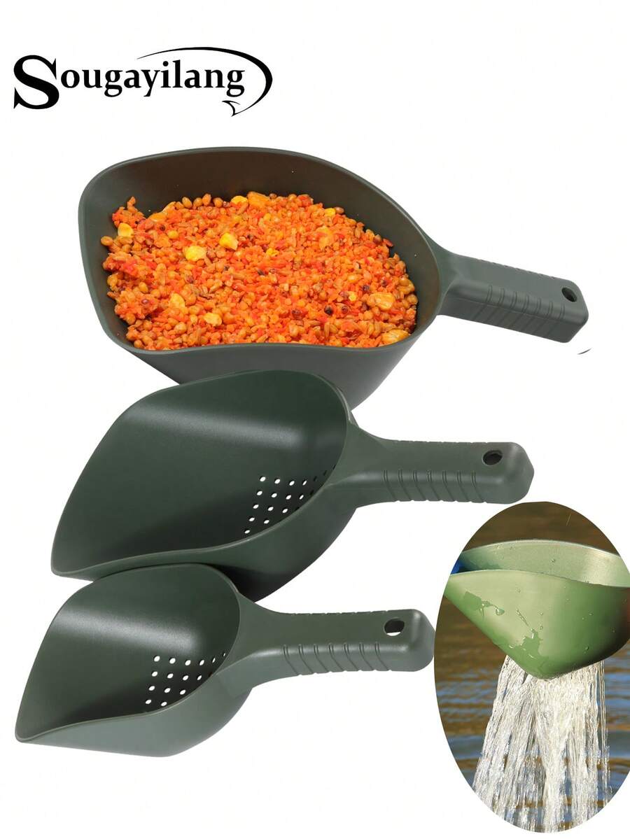 SOUGAYILANG Thick ABS Hollow Shovel |Fishing Feeding Spoon Bait Spoon Anti-Slip Handle | Multi-Purpose For Fishing Bait/Gardening/Camping | Screen Impurities & Drain Water