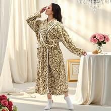 1件男女通用加厚长袖碎花浴袍，柔软情侣家居服，家居卫浴必备品 - 彩色 - 查看 7