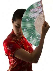 EstiloPssopp Abanicos de Mano de 2 Uds., Abanico Plegable con Estampado Floral, Abanico Plegable de Estilo Chino Japonés para Decoración de Baile,Versión mejorada - 1 - Ver 3