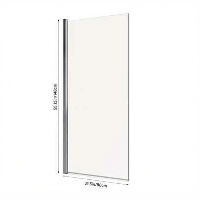 Modern White Transparent Bathtub Splash Guard - Waterproof Glass Shower Screen, 4mm Thick, 800x1400mm, Dry/Wet Separation For Home & Hotel Bathrooms, Contemporary Design, Bathroom Shower Screen, Sleek Metallic Finish, Durable Bath Accessory