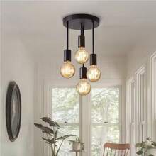 A Modern Four Headed Chandelier In Black Suitable For Bedrooms, Dining Rooms, Living Rooms, Hallways, And Ceiling Installations - 1 PACK - View 2
