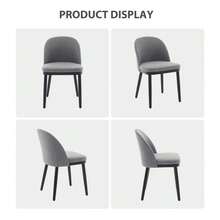 Juego de  sillas modernas tapizadas para comedor – capacidad 300 lb, respaldo curvo y patas de madera resistentes para cocina, café o sala - Gris - Ver 9