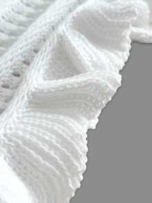 Women's Casual Everyday Chic Cute Design Beachwear Vacation Seaside High Neck Shoulder Strap Ruffle Seashell Hollow Out Cropped Sweater, Spring/Summer - Multicolor - View 10