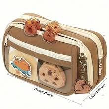 Three-Color Capybara Pencil Case Set - Including Capybara Stickers, Etc., A Beautiful Stationery Bag That Is Loved By Shoppers - Nâu [Gửi cùng loại búp bê + 5 nhãn dán Guinea ngẫu nhiên] - Xem 5