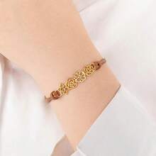 Custom Minimalist Adjustable 1-5 Birth Flowers Bracelet With Leather Rope, Dainty Flower Charms Bracelet, Birthday/Mother's Day Gift For Her , Mothers Day Gifts - Multi-color Bracelet Style - View 3