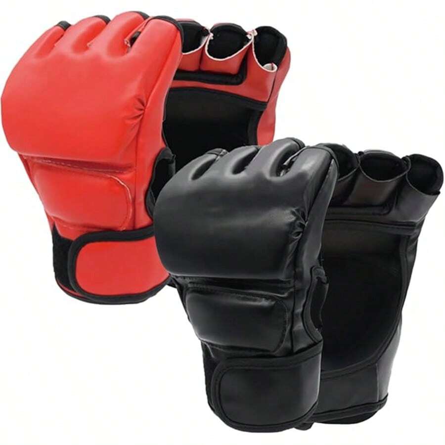 2pcs Boxing Gloves, Unisex, Beginner, Professional Shock-Absorbing Genuine Leather Training Gloves Set, MMA Gloves - Multicolor - View 1