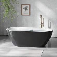 Freestanding Bathtub 59 Inch Black And White Acrylic Tub, Modern Compact Soaking Bath For Bathroom Upgrade And Home Relaxation - Black - View 8