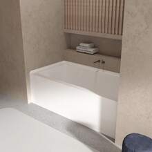 60" X 32" Acrylic Drop-In Bathtub, Glossy White Soaking Tub With Storage Ledge, Right Drain & Integral Flange - Right Drain - View 3