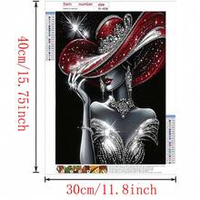 1 Set Exquisito Kit de Pintura de Diamantes 5D - Dama Elegante con Sombrero Rojo y Vestido, Incrustado con Diamantes Acrílicos Redondos Brillantes, Artesanía de Diamantes Completa, Decoración de Pared sin Marco, Adecuado para Sala de Estar, Dormitorio, Oficina - Regalo Ideal para Fiestas, Nuevo Set de Pintura de Diamantes, Marco no Incluido, Múltiples Tamaños Disponibles - Multicolor - Ver 13