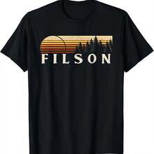 Filson, IL Vintage Evergreen Sunset Eighties Retro T-Shirt - 黑色 - 查看 1