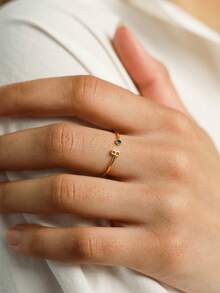 Personalised Initial Adjustable Birthstone Ring Exquisite Birthstone Ring Initial Ring Customised Birthstone Jewellery Couples' Gift Birthday And Anniversary Gift For Her - Multicolor - View 5