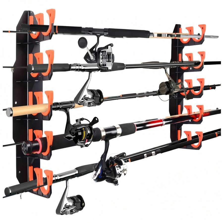 2pcs Fishing Rod Holder Rack, Suitable For Garage, Wall Or Ceiling Installation, Can Hold Up To 10 Rods, Great For Fishing Enthusiasts (Fishing Rods Not Included)