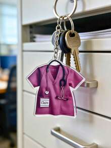 1/3/5pcs Customizable 2D Flat Nurse Name Tag Keychain - Personalized With Name, Stethoscope Shaped Pendant Medical ID Badge, Printable With Name/Initial/Title, Hospital Uniform Style, Suitable For Nurses, Doctors, Medical Staff (Unisex Adult) - Multicolor - View 8