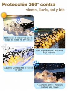 Guirnalda de luces solares con bombillas de cristal (30 piezas), 6,5 metros de longitud, impermeable IP65 y alimentada por energía solar, ideal para iluminar y decorar jardines, patios, terrazas, porches, bodas, fiestas, reuniones y para uso interior y exterior en caravanas - 6.5M-Color cálido - Ver 6