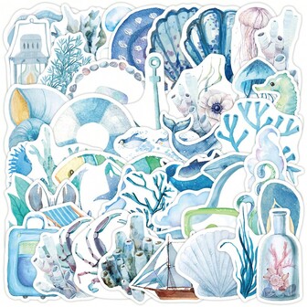 50 st. Ocean Series Graffiti-klistermärken, grossist för bagage, bil, anteckningsbok, kylskåp, vattenkoppdekoration