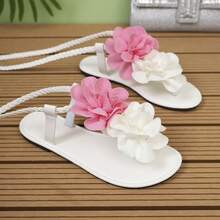 Floral Woven Leg Wrap Flat Sandals, Vacation Casual Style