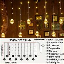 137.79ft Wishing Ball String Lights, 2025 New Model, 8 Lighting Modes, 108 LEDs, 12 Wishing Balls, Battery Powered (No Plug), Wall Mountable, Plastic, Suitable For Christmas, Valentine's Day, Family Gatherings, Bedroom, Party, Indoor Holiday Decor