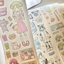 童话小镇甜美女孩冬季主题胶带，DIY文具贴纸，卡通可爱创意趣味防水糖果贴纸，手机贴纸，适用于剪贴簿、子弹笔记、笔记本、工艺品、水瓶、吉他、滑板、自行车、摩托车、头盔、行李箱、返校用品、冬季用品、感恩节、圣诞节、沙特国庆日、生日、节日、新年、情人节、送给男友/女友的礼物、成人剪贴簿用品 - 均碼 - 查看 3