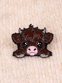 1 pieza Broche de alce lindo - Encantador animal parecido a una vaca con ojos expresivos, de aleación de zinc o silicona, perfecto para joyería, mochilas, alfileres de solapa - Multicolor - Ver 5