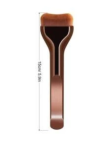 1pc Brown Base Makeup Brush, Ergonomic Handle Design, Wave Foundation Brush, Eid Makeup Tool - Multicolor - View 4