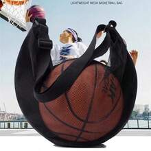 1pc Size 7 Basketball Bag - Durable Portable Basketball Storage Bag, Fits Size 6 & 5 Basketballs, Football, Volleyball, Large Capacity Carry Bag - Black - View 7