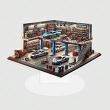 2D Flat, Vintage-Style Car Repair Shop Acrylic Desk Ornament - Perfect For Home, Office Decor & Holiday Gifts, 2D, Valentines Day, Mothers Day - Clear - View 6