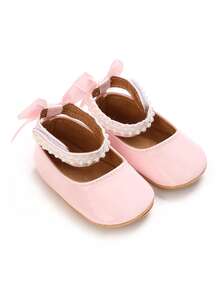 时尚玛丽珍婴儿鞋，柔软可爱平底鞋，适合女婴，防滑橡胶鞋底，春夏款，0-1岁 - 粉色 - 查看 1