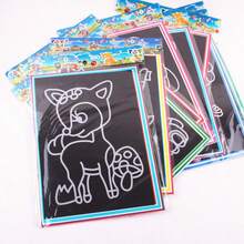 10pcs/Set Scratch Art Kit With Wooden Stylus, Reveal Vibrant Color Patterns, Great For Coloring And Doodling, Comes With Creative Drawing Board, Ideal Holiday Gift - Multicolor - View 5