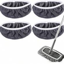 1/4pcs Washable Mop Pads, Flat Mop Replacement Heads, Microfiber Mop Refills