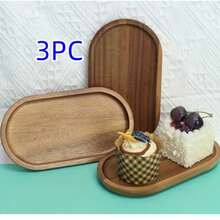 3 件套天然木质托盘，11.4 英寸椭圆形实木托盘，适用于盛放奶酪、派对食品、开胃菜等——家居装饰托盘、咖啡桌托盘、桌面收纳托盘，适用于咖啡桌、餐厅、客厅装饰，也可用于收纳小物件。