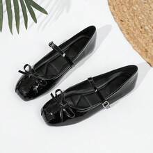 新款复古低帮玛丽珍鞋，舒适系带鞋，褶皱女鞋 - 黑色 - 查看 12