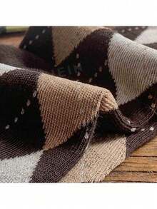 5 Pairs Fashionable Diamond Plaid Mid-Calf Socks, Vibrant Color Autumn/Winter Women Socks, Soft Comfortable Casual Socks - Multicolor - View 4