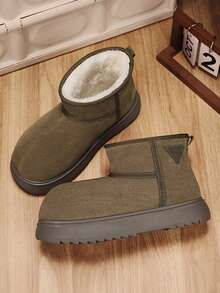 Cizme de zăpadă pentru bărbați, de iarnă, din piele întoarsă, cu design triunghiular, groase și calde, antiderapante și durabile