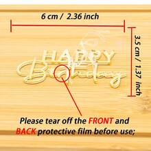 3 件手写生日快乐镜面亚克力蛋糕装饰，适用于派对纸杯蛋糕装饰，适合返校情人节