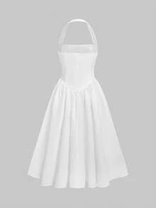 Elegant Romantic Charm Casual Date Wedding Long Summer Dress For Women, White Dress - White - View 8