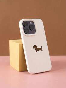 Joivida 1pc Cute Dachshund Dog & Litchi Texture Shockproof TPU Simple Phone Case, Compatible With IPhone 16, 15, 14, 13, 12, 11, 17 Pro Max - Multicolor - View 2