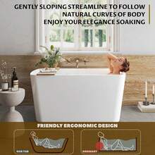 Compact Freestanding Bathtub 49 Inch Acrylic Soaking Tub For Small Bathrooms, Deep Relaxing Home Spa Bath For Apartments, Adults And Seniors, White - White - View 6