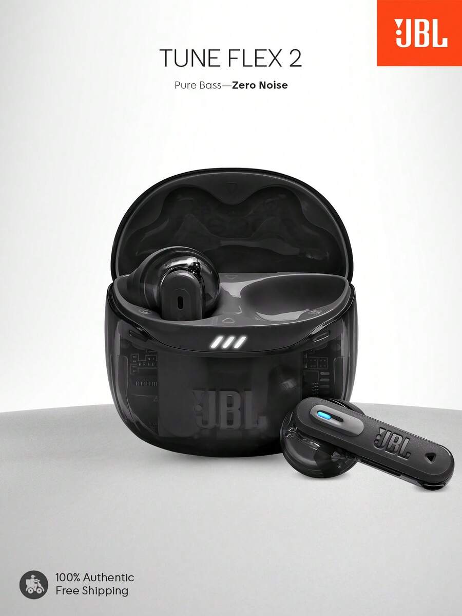 JBL Tai nghe không dây Tune Flex 2 chống ồn chủ động, thời lượng pin 48 giờ, âm thanh không gian, gọi điện HD 6 mic, Bluetooth 5.3, trọng lượng nhẹ và thoải mái, chất lượng âm thanh vượt trội, chống nước IP54. - màu đen - Xem 1