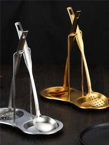 1pc Stainless Steel Vertical Soup Ladle Holder Stand, Kitchen Restaurant Hotpot Buffet Dining Utensil Organizer, Portable Western Style Soup Ladle & Strainer Rack (Ladles Not Included) - Multicolor - View 5