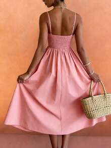 Sea Starshine Spring/Summer New Collection: Fashionable, Simple, And Elegant Everyday And Vacation-Style Slip Dress With Adjustable Straps. Regular Women's Sizing. - Pink - View 3