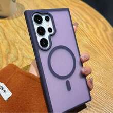 适用于三星 Galaxy A07 A17 S25 FE S24 S23 S22 S21 Ultra Plus A16 A56 A36 A55 A35 的磁吸无线充电保护壳，磨砂防震透明硬质后盖 - 紫色 - 查看 5