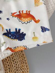 Baby Boy's Summer Casual 2Pcs Set: Dinosaur All-Over Print Sleeveless Top And Dinosaur Shorts - Multicolor - View 6