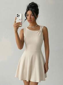 Women's New Elegant Solid Color Casual Dress, Suitable For Party And Vacation, Spring/Summer - Apricot - View 2