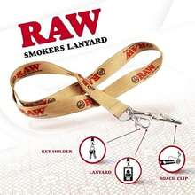 RAW Smokers Lanyard With Key Holder – Hands-Free Accessory. Durable Fabric With RAW Branding. Perfect For Keys, Badges & More - / - Xem 2