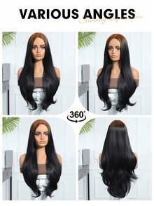 28英寸长款渐变棕色合成假发，中分棕色长卷发，适合女性日常派对、角色扮演、节日护理，自然性感简约休闲运动风，耐热假发，适合角色扮演、假日派对、日常佩戴，也适合派对、音乐节等场合。 - 漸層棕色 - 查看 8