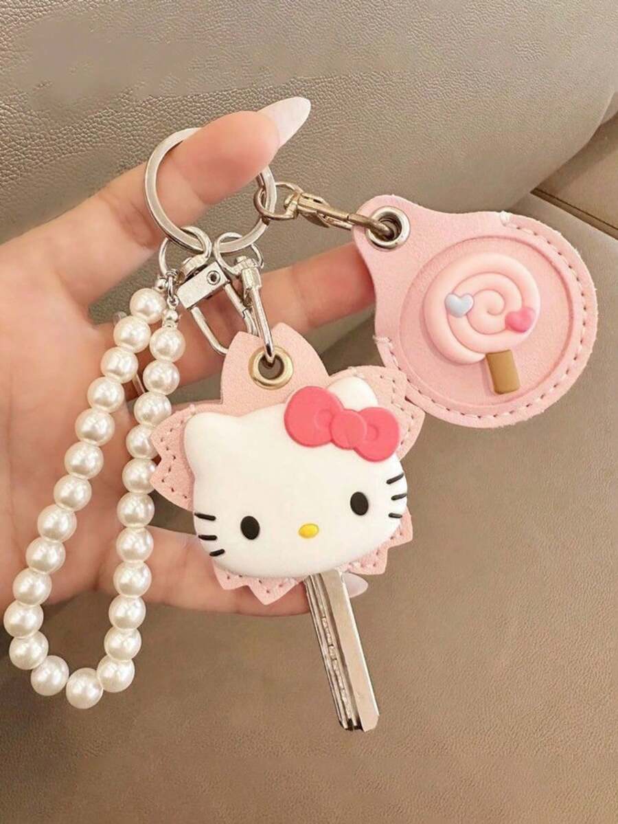 SANRIO 1 szt. Uroczy uchwyt na karty z motywem kreskówkowym, brelok, uchwyt na kartę dostępu, wodoodporny uchwyt na kartę społecznościową z czujnikiem, osłona ochronna windy, odpowiedni na święta, urodziny, rocznice, walentynki, do noszenia na co dzień, portfel, wisiorek, dekoracja plecaka, praktyczny i uroczy zestaw akcesoriów, upominek na imprezę, ochraniacz na klucze